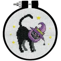 Design Works Crafts Kreuzstich Stickpackung mit Stickrahmen Schwarze Katze,