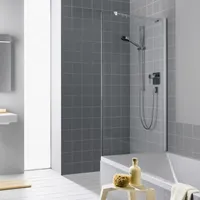 Kermi Filia XP Seitenwand FXTVD10017VPK 100x175cm, silber hochglanz, ESG klar Clean, verkürzt neben Badewanne