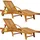 CASARIA Gartenliege 2er-Set Akazienholz klappbar mit Ausziehtisch und Rollen
