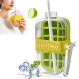 My Crush Cup - My Crush Cup Ice, 17/28 Oz 2-In-1 Cool Summer Ice Bottle Cup with Straw and Clip, Easy Ice Press to Release, Touch Free Ice Cube Trays with Lid for Freezer Making Bottle (Green-800ML)