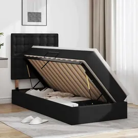 vidaXL Bett mit Stauraum und LED Schwarz 90 x 200 cm Kunstleder