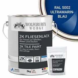 WO-WE 2K Fliesenlack Fliesenfarbe Ultramarinblau 5 kg