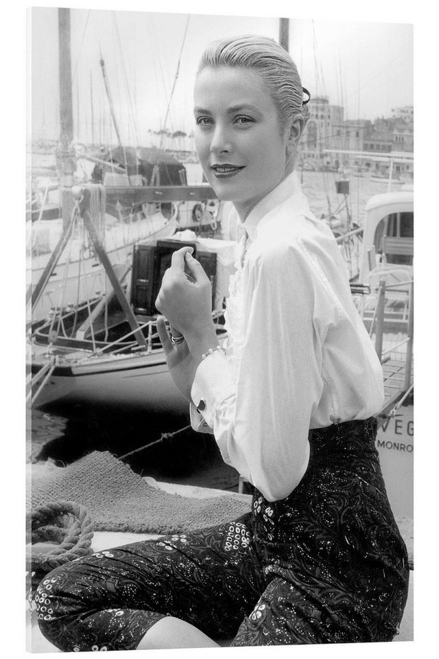 Posterlounge Acrylglasbild Bridgeman Images, Grace Kelly auf dem Cannes Festival, 1955, Badezimmer Fotografie schwarz 40 cm x 60 cm