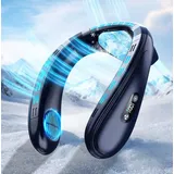 Nackenventilator mit Extragroßer Kühlplatte, Tragbarer Klimaanlage Mobile 4-Turbo Mini Ventilator Halbleiter Kühlung Innovativer Luftauslass Hinten mit LCD-Anzeige, 3 Speed für Reisen Sport Außen