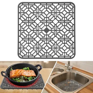 SpüLbeckeneinlage Silikon SpüLbeckenmatte Zuschneidbar, 30 X30x1.2cm, Silikon Abtropfmatte SpüLe, HitzebestäNdig und Rutschfest KüChen Abtropfmatte Silikon, SpüLmatte füR SpüLbecken