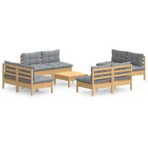vidaXL Garten-Lounge-Set 9-tlg. grau Kiefernholz