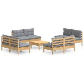 vidaXL Garten-Lounge-Set 9-tlg. grau Kiefernholz