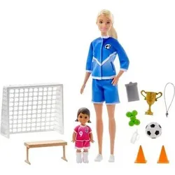 MATTEL GLM47 Barbie Fußballtrainerin Puppe (blond) und Zubehör