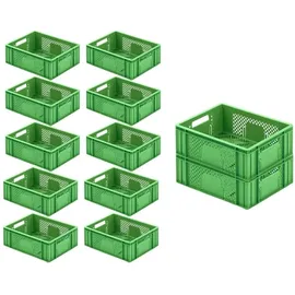 Proregal 12x Eurobehälter Obst- und Gemüsekasten HxBxT 14,2x30x40cm | 13 Liter Grün Obst-Gemüsekiste, Obstkorb, Transportbox