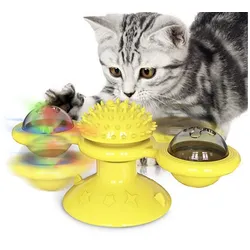 Tiere Tier-Intelligenzspielzeug Katzenwindmühlenspielzeug, gelb, Interaktives Windmühlen-Katzenspielzeug mit Katzenminze gelb