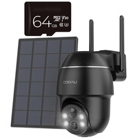 COOAU 2K Überwachungskamera für den Außenbereich Akku mit PTZ, PIR-Personenerkennung, Farbnachtsicht, Bewegungserkennung, Wasserdicht,64GB