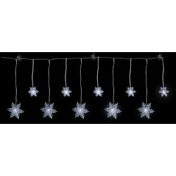 LEX Lichterkette Schneeflocken 10 LED kaltweiß