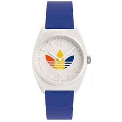adidas Retro Wave Two Armband-Uhr mit Wasserdichtigkeit 5 ATM Quarz-Uhr AOST24070 Blau/Weiß - One-Size