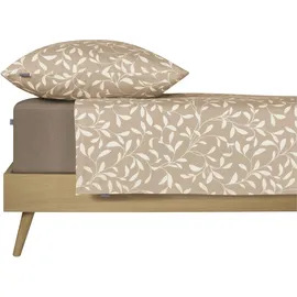 SCHIESSER Bettwäsche »Liliebeth aus weicher Baumwolle mit elegantem Blattmuster«, Made in Green beige