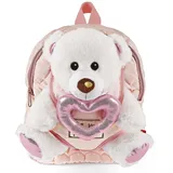 Perletti Teddybär Rucksack für Kinder mit Plüschtier Bär und Rosa Herz - Kuscheltier Pluschspielzeug Weich Flauschig und Kindergarten Schultasche - 3 4 5 6 Jahren Baby Kindertasche (Rucksack)