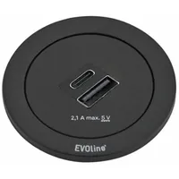 EVOline Evoline® One Doppel USB A+C Ladestation Ring schwarz