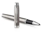 Parker IM Rollerball | Edelstahl mit Chrom-Zierteilen | feine Spitze mit schwarzer Tinte | Geschenkbox