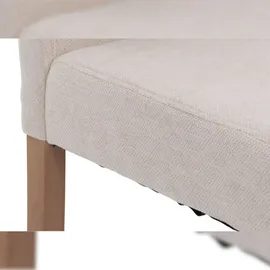 Mendler 2er-Set Esszimmerstuhl Littau, Stuhl Küchenstuhl Hochlehner, Stoff/Textil Chenille Holz ~ creme, naturfarbene Beine