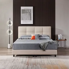 V6 Boxspringbett Modell 213 mit Taschenfederkernmatratze-25cm - Beige