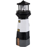 GLOBO Solar Leuchtturm schwarz-weiß, H 38 cm