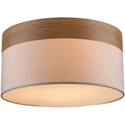 Deckenlampe, Stoff, Holz, braun, 40 cm