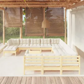 vidaXL 13-tlg. Loungeset creme Kiefernholz