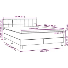 vidaXL Boxspringbett 160 x 220 cm Hellgrau