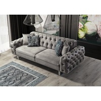 Villa Möbel Sofa Roma, 1 Stk. 3-Sitzer, Quality Made in Turkey, Mikrofaser Samtstoff grau