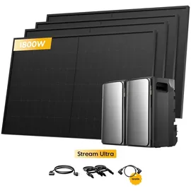 EcoFlow Balkonkraftwerk Bifazial 1800 W inkl. 2 x 3840 Wh EcoFlow Stream Ultra Speicher