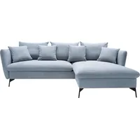 OTTO home Ecksofa LIVORNO,258 cm, L-Form, Schlaffunktion u. Bettkasten (139/224cm), Samt, Struktur, Webstoff blau|grau
