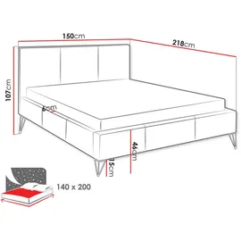 Mirjan24 Polsterbett Beige, Textil, Rechteckig, 140x200 cm, Schlafzimmer, Betten, Polsterbetten