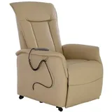 Fernsehsessel mit Aufstehhilfe, Relaxsessel mit Liegefunktion, mit 2 Motoren, 120 kg belastbar, Leder/Kunstleder, Beige, Raburg Marie