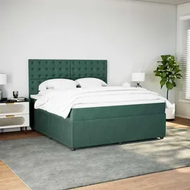 vidaXL Boxspringbett 180 x 200 cm Dunkelgrün
