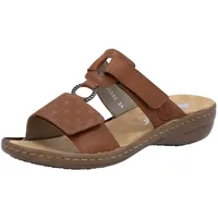 Rieker Pantolette, Sommerschuh, Strandschuh, Klettschuh mit Perforation, braun