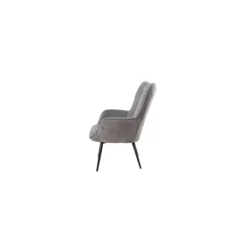 byLIVING Sessel Uta Cord 72 x 97 x 80 cm Grau mit Hocker
