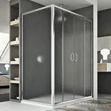 Idralite DUSCHKABINE 75X170 CM ECKDUSCHE 2 TÜREN GLEITÖFFNUNG ECHTGLAS STRUKTURGLAS