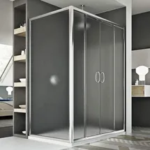 Idralite DUSCHKABINE 75X170 CM ECKDUSCHE 2 TÜREN GLEITÖFFNUNG ECHTGLAS STRUKTURGLAS