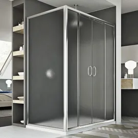 Idralite DUSCHKABINE 75X170 CM ECKDUSCHE 2 TÜREN GLEITÖFFNUNG ECHTGLAS STRUKTURGLAS