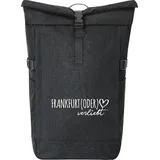 Hellweg Druckerei Kurierrucksack Frankfurt (Oder) verliebt 30-44 Liter Black Melange Fairtrade Rolltop Rucksack Geschenkidee - Schwarz