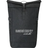 Hellweg Druckerei Kurierrucksack Frankfurt (Oder) verliebt 30-44 Liter Black Melange Fairtrade Rolltop Rucksack Geschenkidee - Schwarz