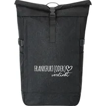 Hellweg Druckerei Kurierrucksack Frankfurt (Oder) verliebt 30-44 Liter Black Melange Fairtrade Rolltop Rucksack Geschenkidee - Schwarz