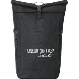Hellweg Druckerei Kurierrucksack Frankfurt (Oder) verliebt 30-44 Liter Black Melange Fairtrade Rolltop Rucksack Geschenkidee - Schwarz