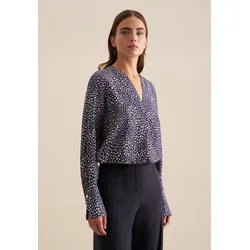 Klassische Bluse SEIDENSTICKER "Schwarze Rose", Damen, Gr. L (40), blau (dunkelblau), 100% Viskose, gemustert, regular fit, ohne Ausschnitt, Langarm, Blusen, Tunika Druck