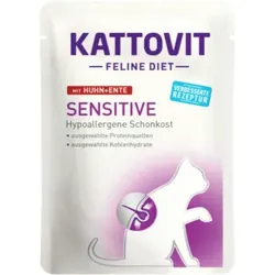 Katzen - Nassfutter KATTOVIT Feline Diet Sensitive Huhn & Ente, 85 g