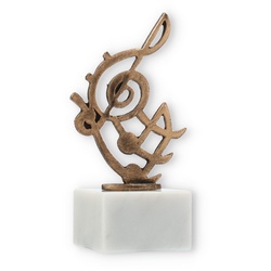 Pokal Konturfigur Musiknote altgold auf weißem Marmorsockel 16,3cm