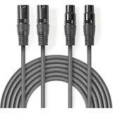 Nedis Balanced Audio-Kabel - 2X XLR 3-Pin Stecker - 2X XLR 3-Pin Buchse - Vernickelt - 5 m - rund - PVC - Dunkelgrau