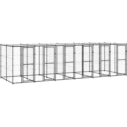 Outdoor-Hundezwinger Stahl mit Überdachung 14,52 m2