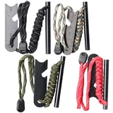 4 Stück Feuerstahl: Survival Feuerstein, Feuerstarter Set mit Paracord Zunder, Feuerstein mit Extrem Starker Funkenflug, Feuerstarter für Camping, Outdoor, Bushcraft, Survival
