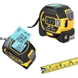 1 Stück (60 m) 3-in-1-Infrarot-Laser-Maßband, Laser-Maßbandwerkzeug mit LCD-Anzeige, 3-in-1-Laser-Entfernungsmesser, vertikales Fadenkreuz,