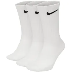 NIKE Unisex Tennissocken, 3er Pack - Cushioned - Training Crew Socks, einfarbig, Logo Weiß 38-42